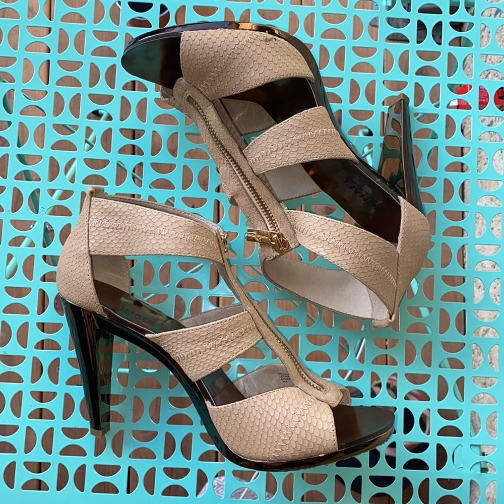 Micheal Kors Snake Skin Strappy Heels